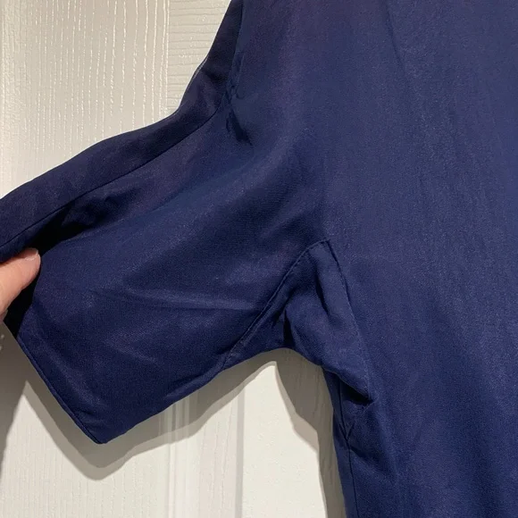 Vintage Rare ladies blue short sleeve chiffon dress with back zipper and lace - Picture 4 of 10